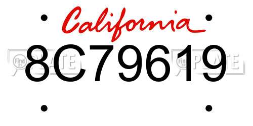 8C79619 California License Plate