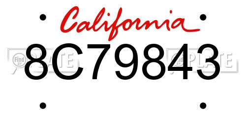 8C79843 California License Plate