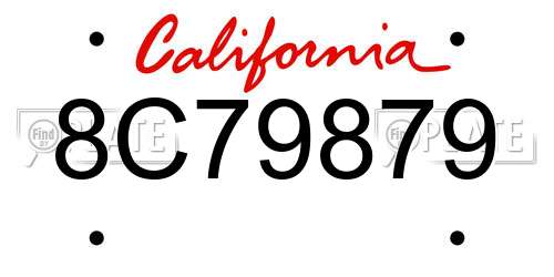 8C79879 California License Plate