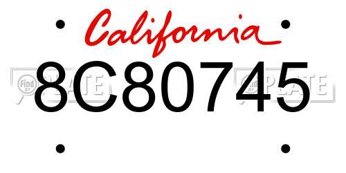 8C80745 California License Plate