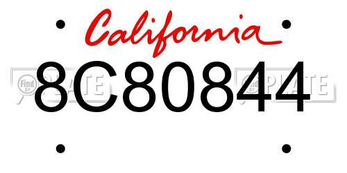 8C80844 California License Plate