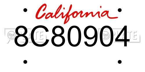 8C80904 California License Plate