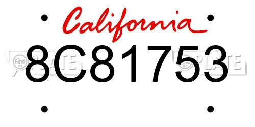 8C81753 California License Plate