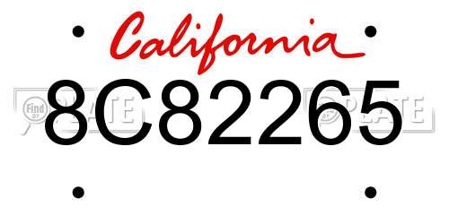 8C82265 California License Plate