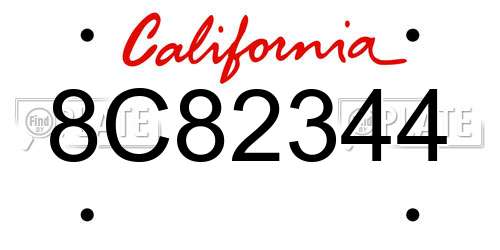 8C82344 California License Plate