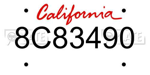 8C83490 California License Plate