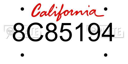 8C85194 California License Plate