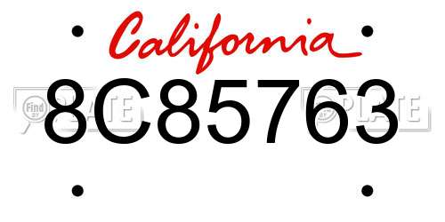 8C85763 California License Plate