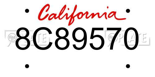 8C89570 California License Plate