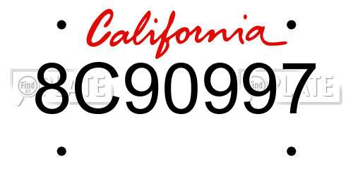 8C90997 California License Plate