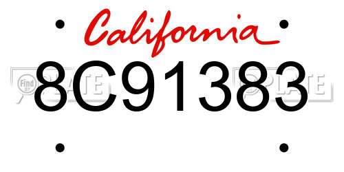 8C91383 California License Plate