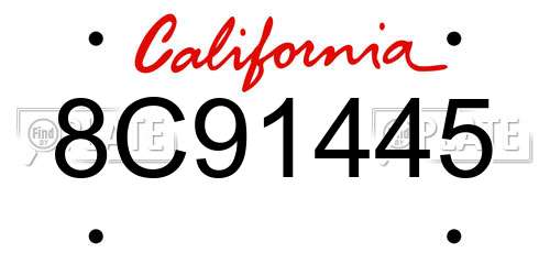 8C91445 California License Plate