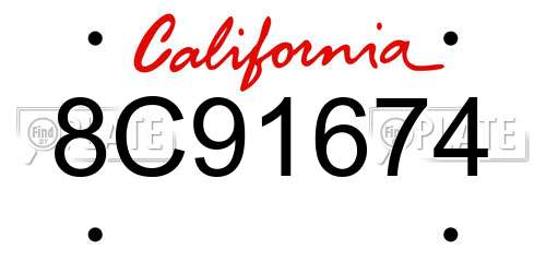 8C91674 California License Plate