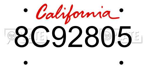 8C92805 California License Plate