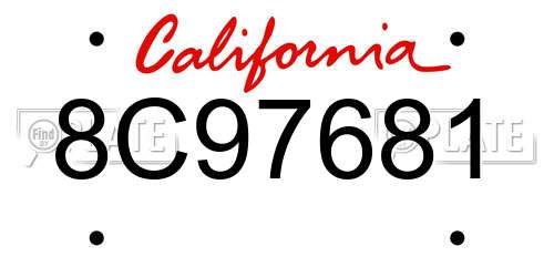 8C97681 California License Plate