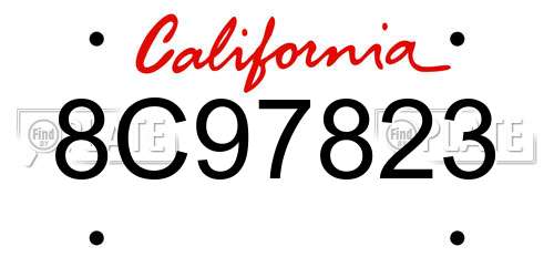 8C97823 California License Plate