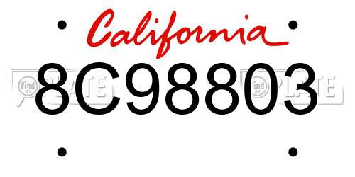 8C98803 California License Plate