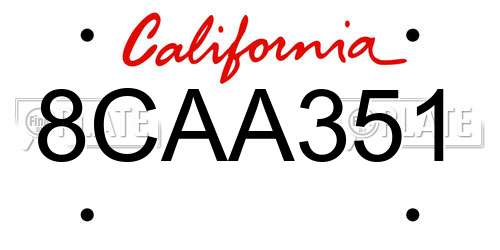 8CAA351 California License Plate