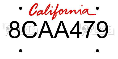 8CAA479 California License Plate