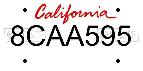 8CAA595 California License Plate