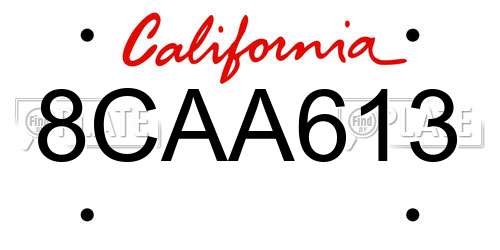 8CAA613 California License Plate
