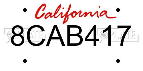 8CAB417 California License Plate