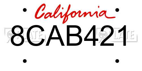 8CAB421 California License Plate