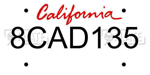 8CAD135 California License Plate