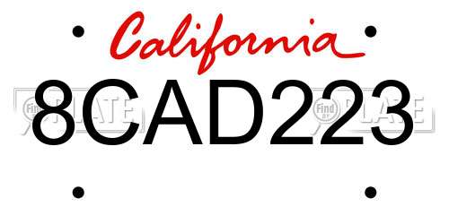 8CAD223 California License Plate