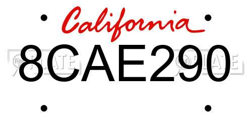 8CAE290 California License Plate