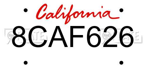8CAF626 California License Plate