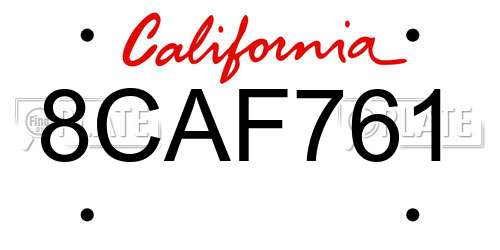 8CAF761 California License Plate