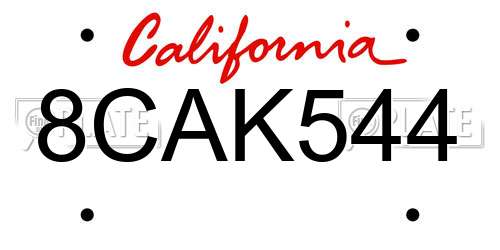 8CAK544 California License Plate