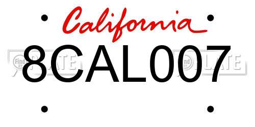 8CAL007 California License Plate