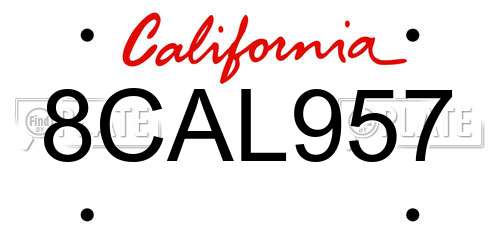 8CAL957 California License Plate