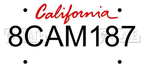 8CAM187 California License Plate