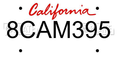 8CAM395 California License Plate