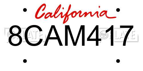 8CAM417 California License Plate