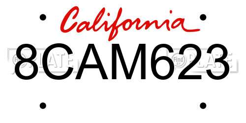 8CAM623 California License Plate