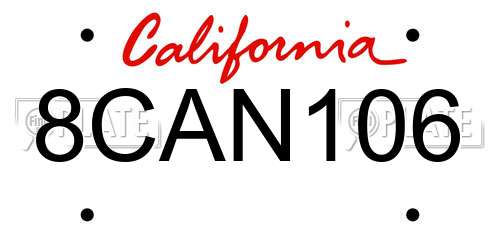 8CAN106 California License Plate
