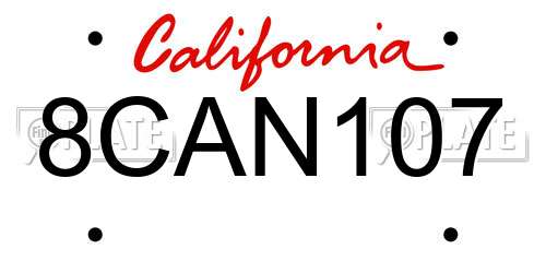 8CAN107 California License Plate