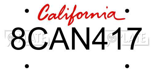 8CAN417 California License Plate