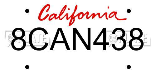 8CAN438 California License Plate