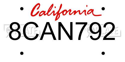 8CAN792 California License Plate