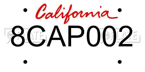 8CAP002 California License Plate