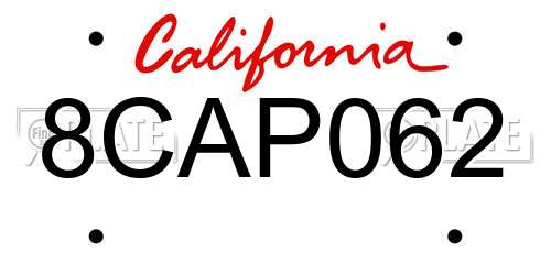 8CAP062 California License Plate