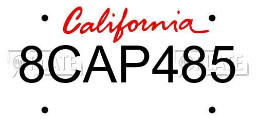 8CAP485 California License Plate