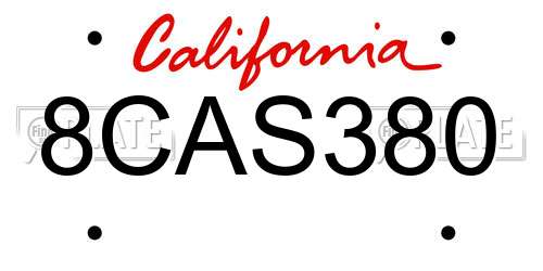 8CAS380 California License Plate