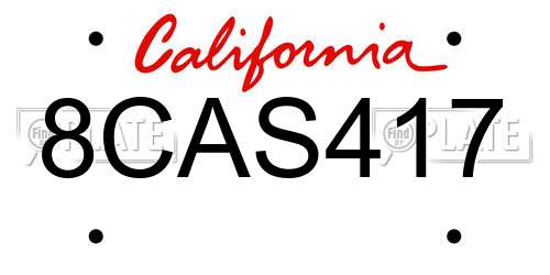 8CAS417 California License Plate