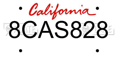 8CAS828 California License Plate